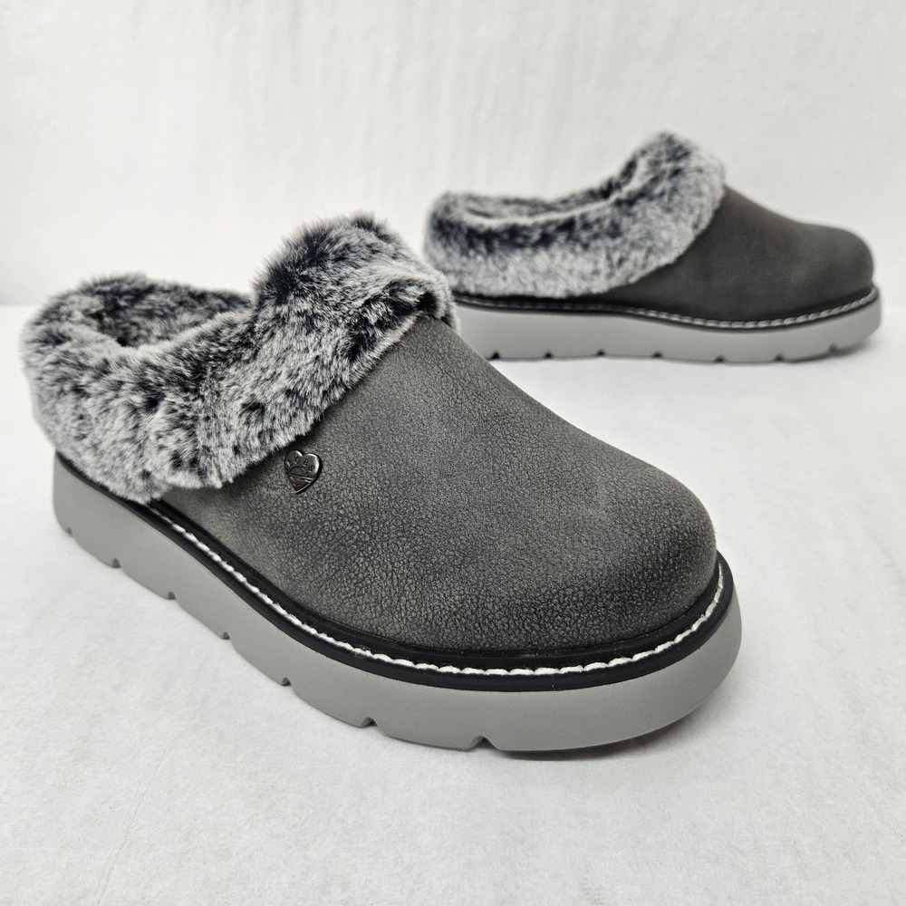 BOBS Skechers Keepsakes Lite Cozy Blend Slipper‎ Clogs 114762 Grey Women Size 6